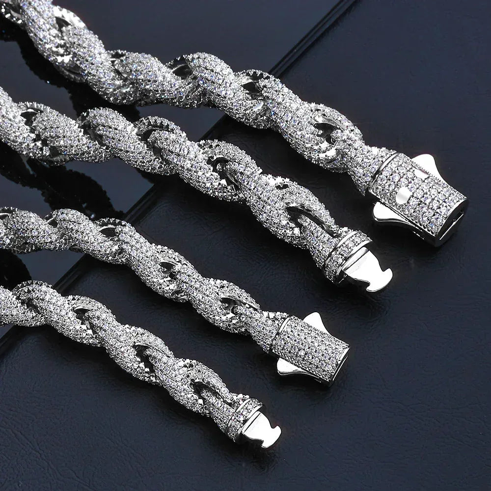 Iced Out Rope Chain Necklace Zircon Gold Chain Rapper Style | Caratix Jewelry - CaratixJewelry