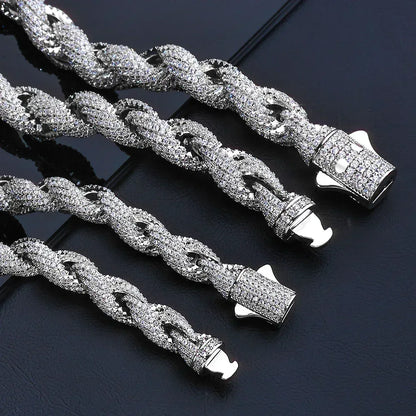 Iced Out Rope Chain Necklace Zircon Gold Chain Rapper Style | Caratix Jewelry - CaratixJewelry