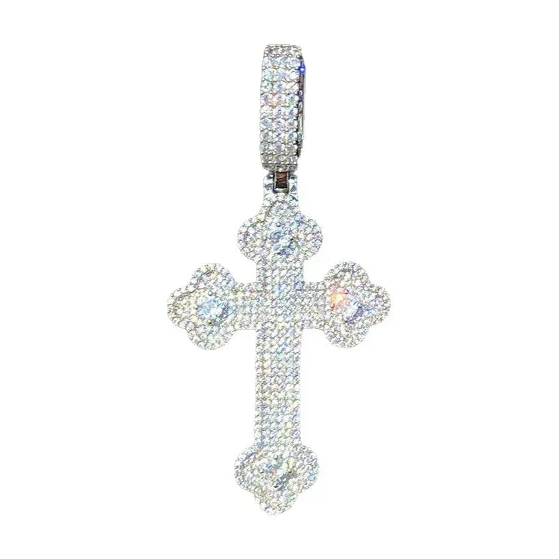 Iced Out "Cloud Cross" Pendant | Men's Real Copper CZ Necklace - CaratixJewelry