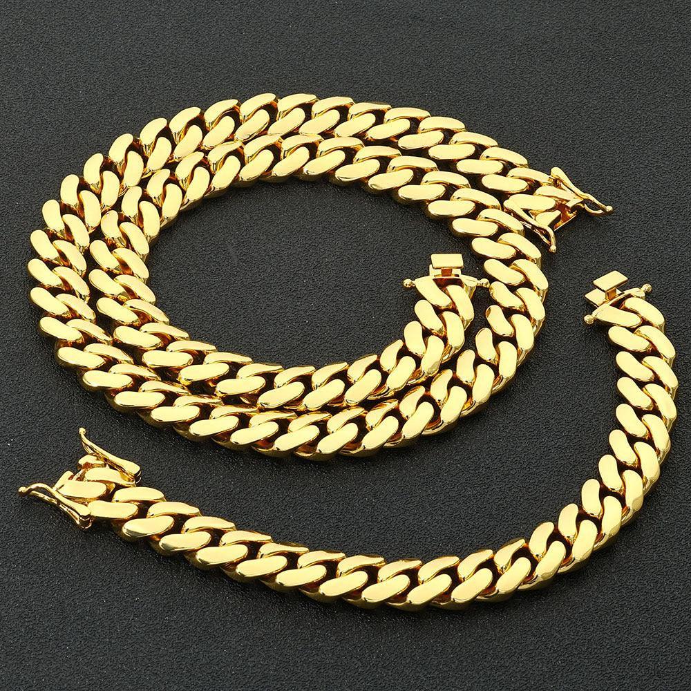 Custom Plain Solid Cuban Link Necklace for Rapper | Iced Out Chain Style - CaratixJewelry