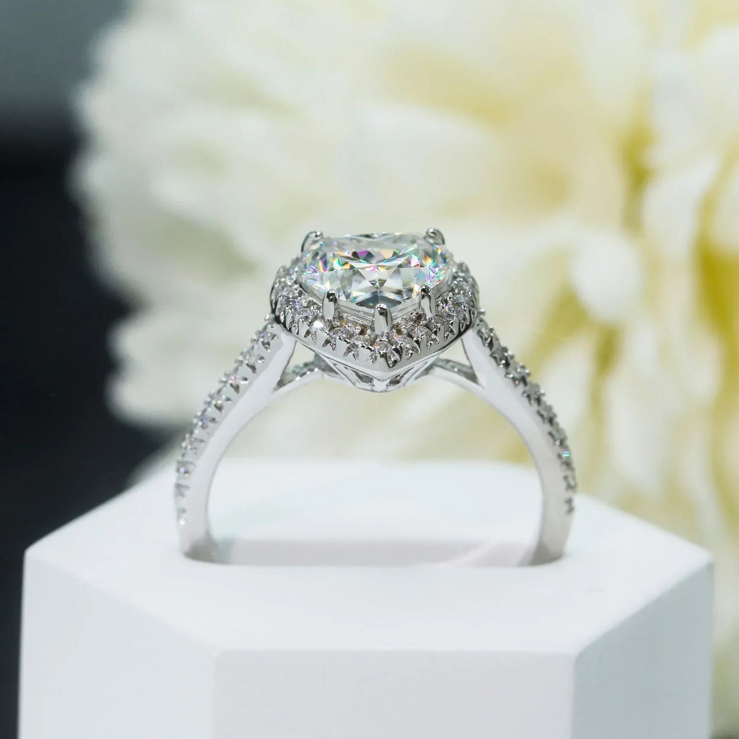 2ct Heart Moissanite Ring | S925 Silver Romantic Women’s Proposal Gift Jewelry - CaratixJewelry