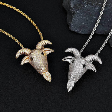 Goat Head Pendant Necklace with Micro-Pave Zircon for Men | Caratix Jewelry - CaratixJewelry