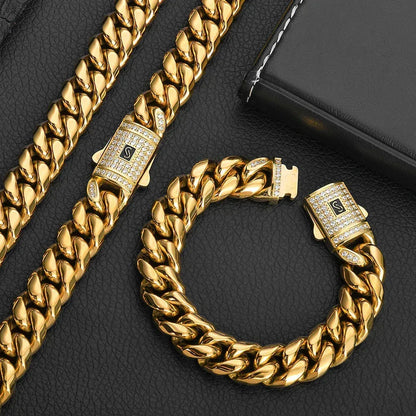 Custom Stainless Steel Cuban Link with Clasp | High-Quality Gold Chain for Rapper | Caratix - CaratixJewelry