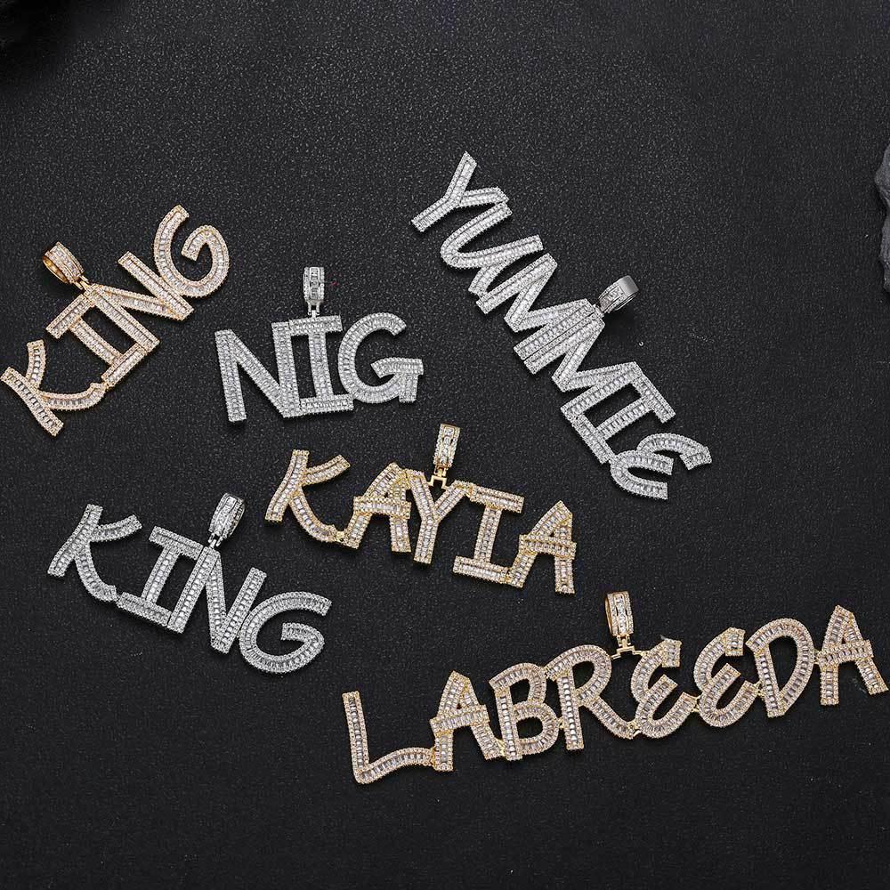 Custom Square Letter Pendant Necklace with Zircon Stones for Men | Caratix Jewelry - CaratixJewelry