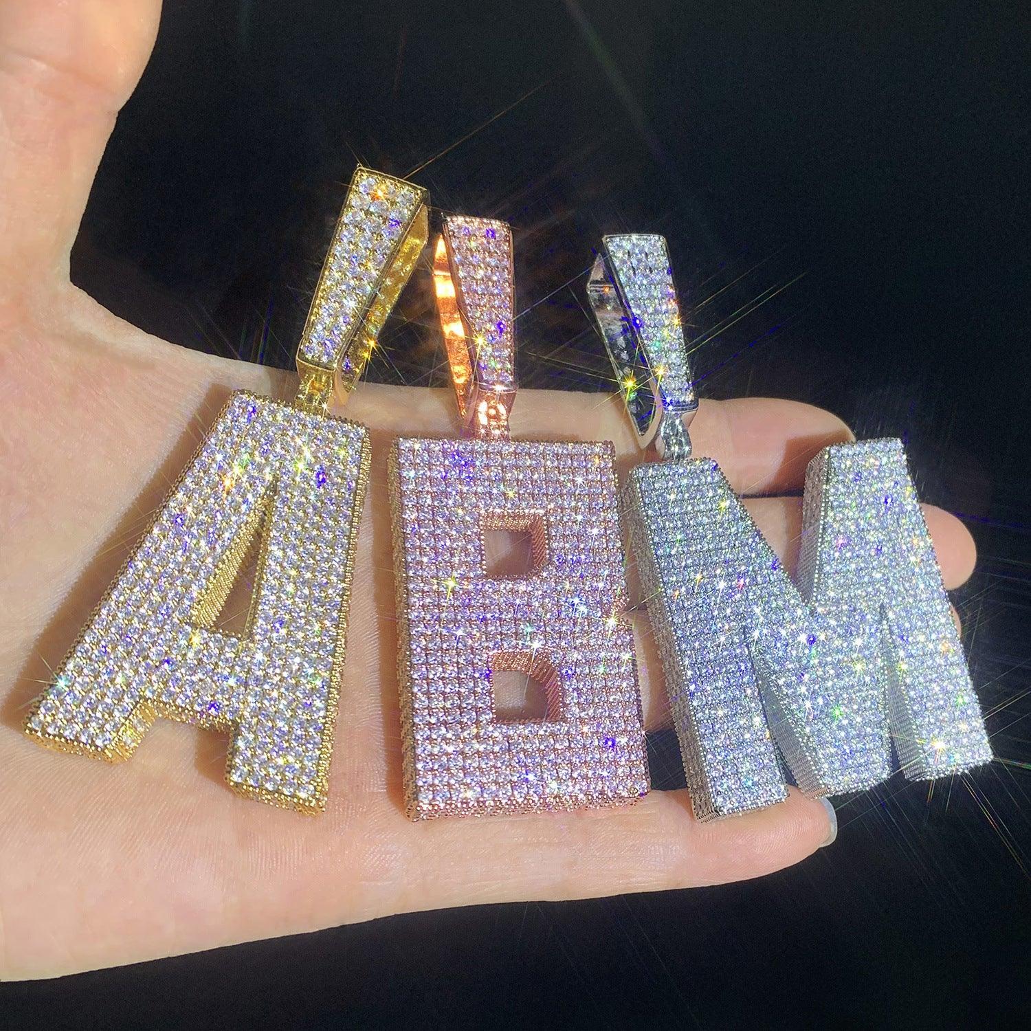 26 Letter Alphabet Pendant | CZ Iced Out Hip Hop Streetwear Jewelry - CaratixJewelry