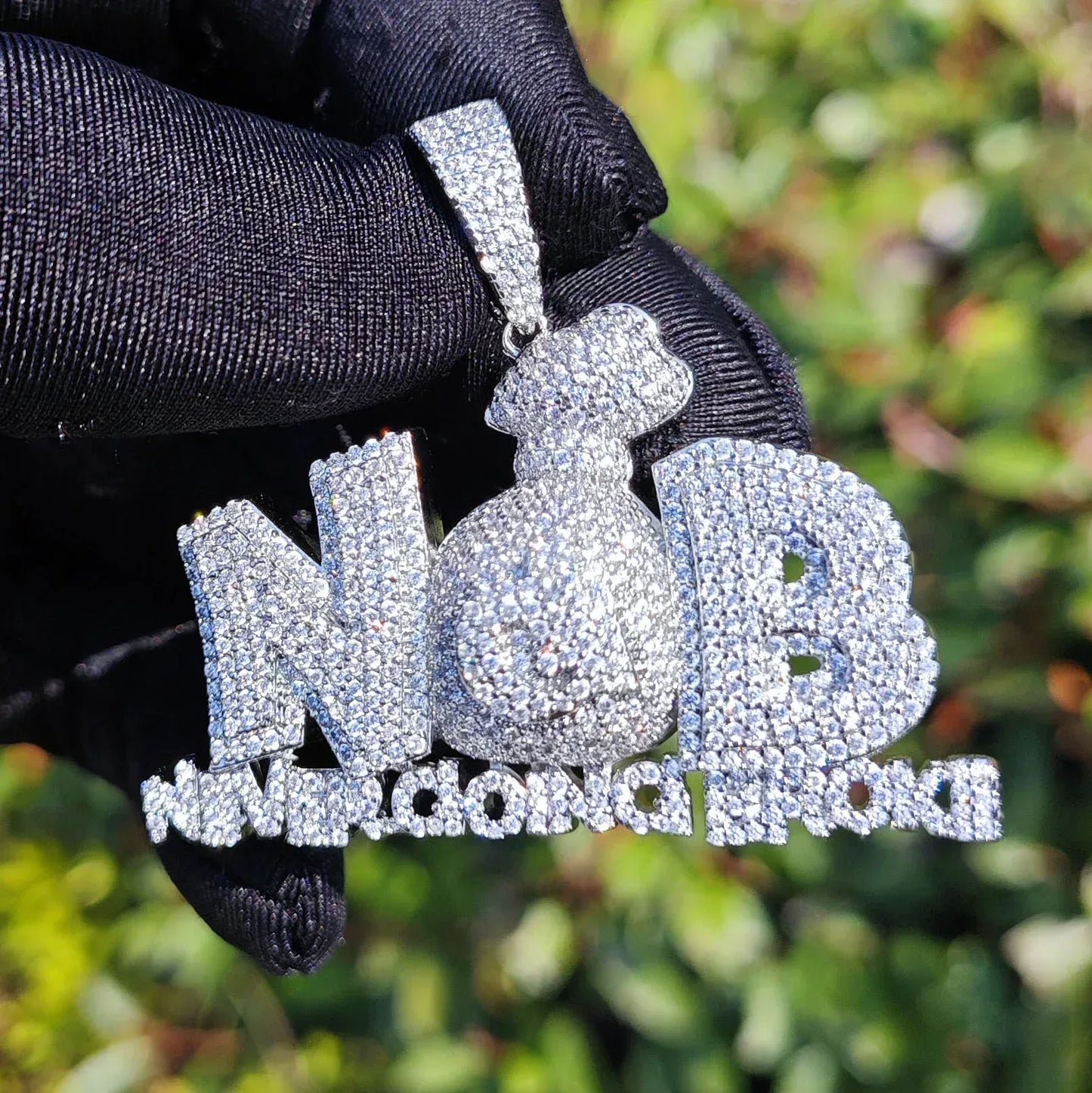 N&B Letter Pendant Necklace | CZ Iced Out Hip Hop Unisex Trend Jewelry - CaratixJewelry