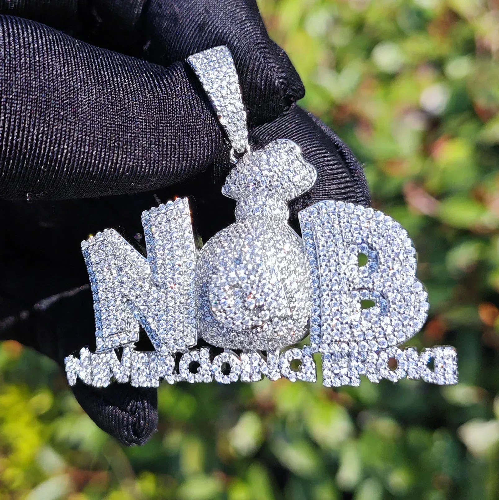 N&B Letter Pendant Necklace | CZ Iced Out Hip Hop Unisex Trend Jewelry - CaratixJewelry