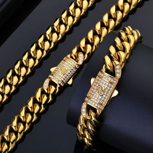 Custom Stainless Steel Round-Polished Cuban Necklace | Clasp Hip Hop Bling | Caratix - CaratixJewelry