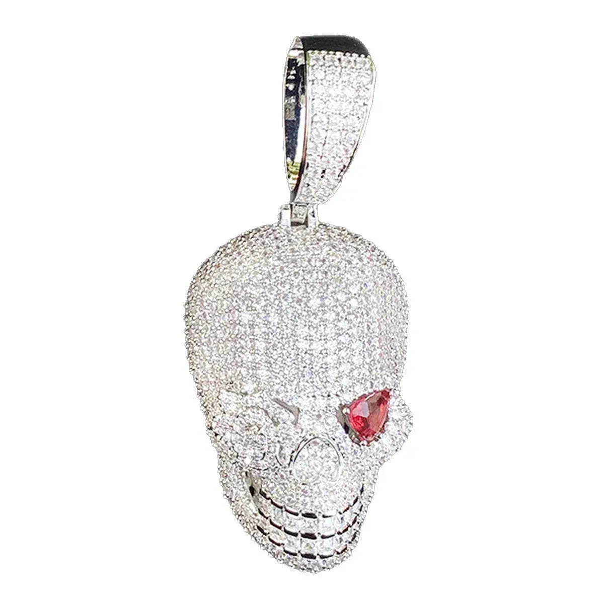 Iced Out Red-Eyed Skull Pendant | Men's Punk Gothic Hip Hop Necklace - CaratixJewelry