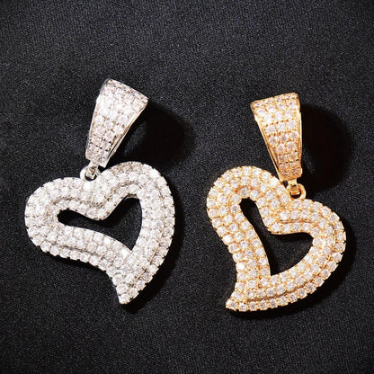 Hollow Heart Pendant Necklace | CZ Minimalist Hip Hop Fashion Jewelry - CaratixJewelry