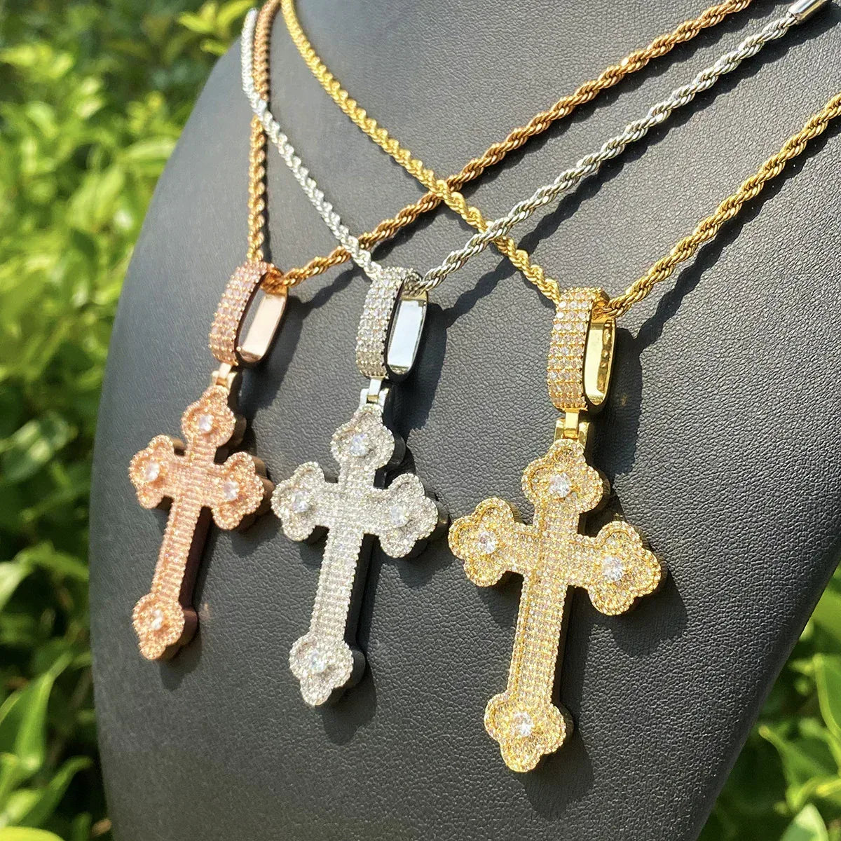 Iced Out "Cloud Cross" Pendant | Men's Real Copper CZ Necklace - CaratixJewelry