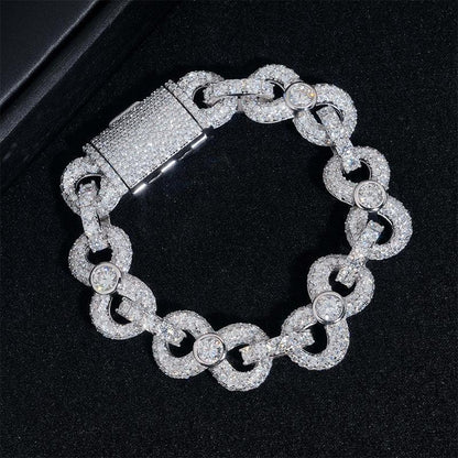 13mm Moissanite Figure-Eight Cuban Link | S925 Silver Hip Hop Jewelry - CaratixJewelry