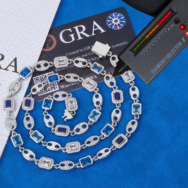 10mm Colorful Gemstone Moissanite Nose Chain Necklace – S925 Sterling Silver Trendy Hip Hop Jewelry - CaratixJewelry