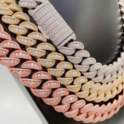 20mm Moissanite Cuban Link Necklace | S925 Silver Iced Out Chain - CaratixJewelry