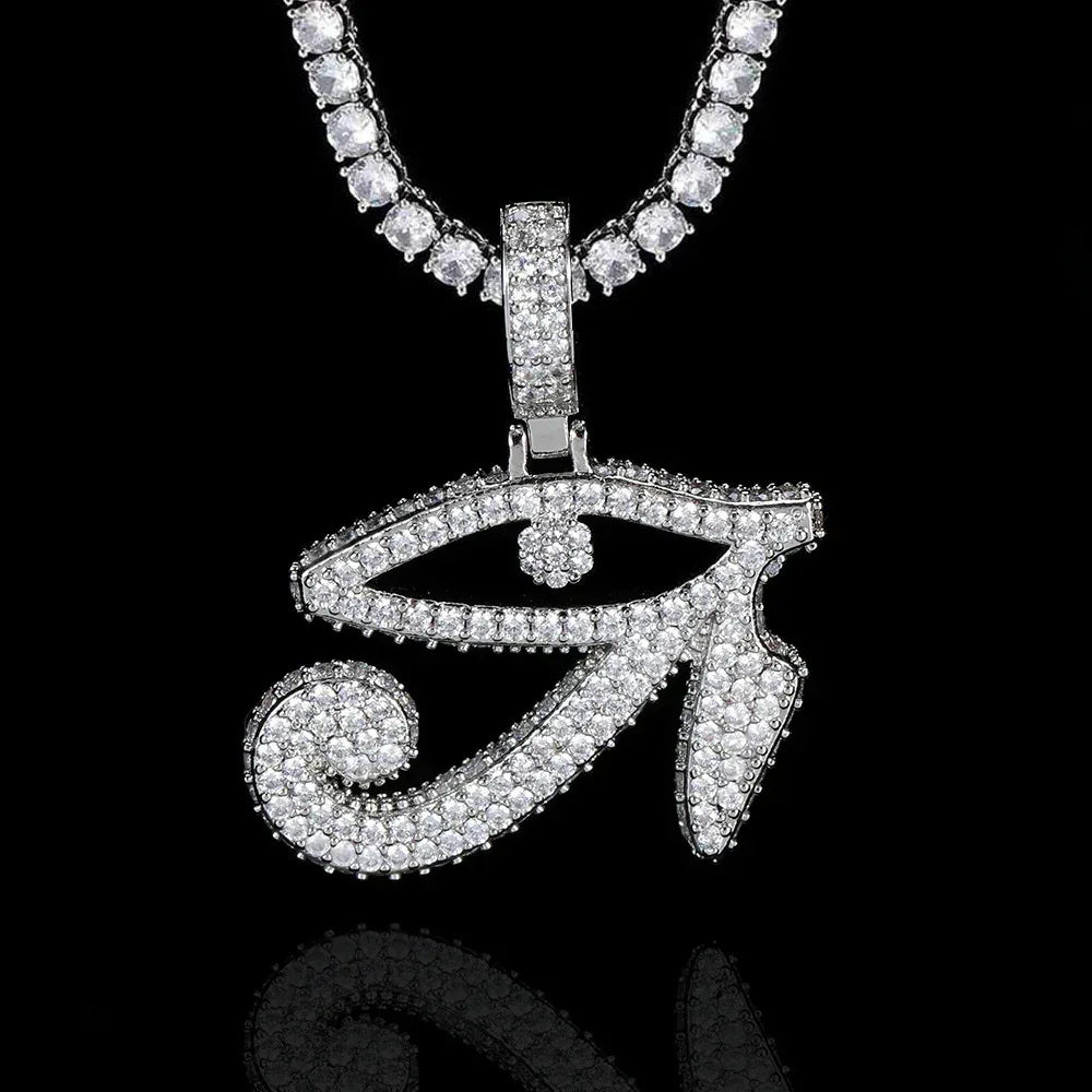 Custom Horus Eye Pendant Necklace with Zircon Stones for Men | Caratix Jewelry - CaratixJewelry