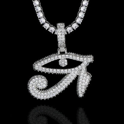 Custom Horus Eye Pendant Necklace with Zircon Stones for Men | Caratix Jewelry - CaratixJewelry