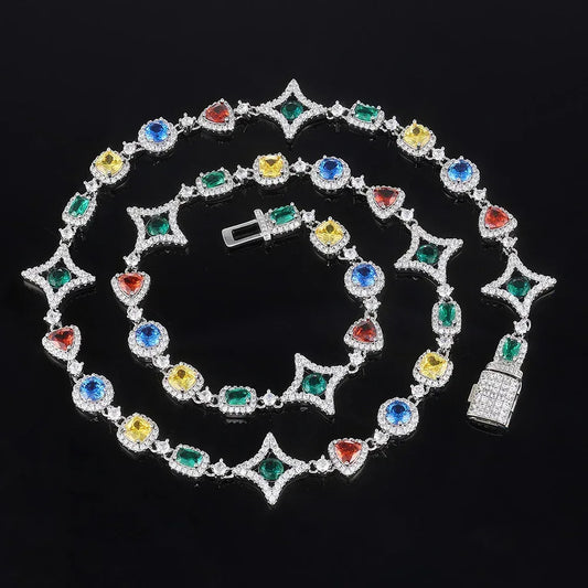 Colorful Gemstone Necklace with Zircon for Men | High-End Hip Hop Jewelry | Caratix Jewelry - CaratixJewelry