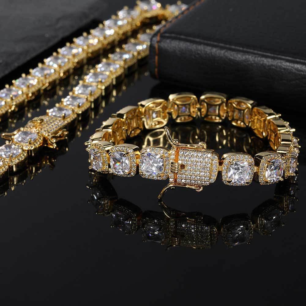 10mm Square Tennis Chain Bracelet with Micro-Paved Square Zircon for Men | Caratix Jewelry - CaratixJewelry