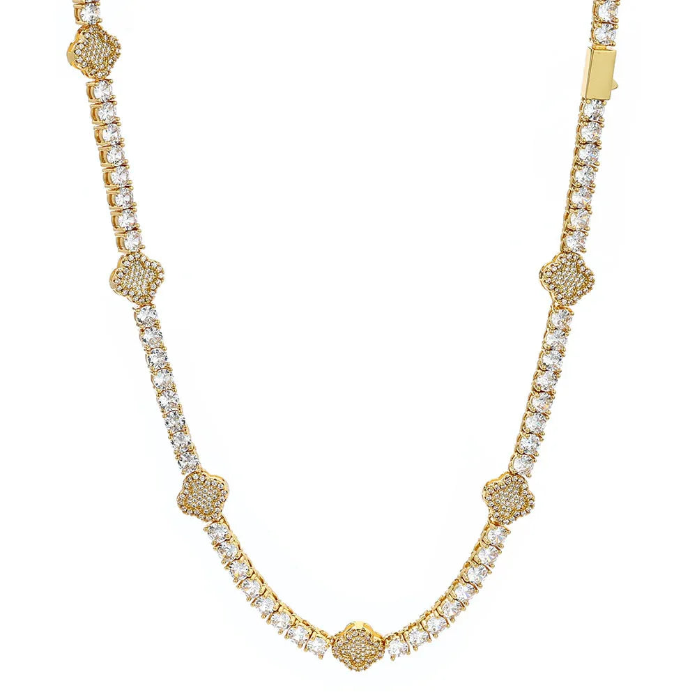 S925 Sterling Silver Moissanite Clover Tennis Chain | VVS Moissanite Necklace | Tester Passed Hip Hop Jewelry | Caratix - CaratixJewelry