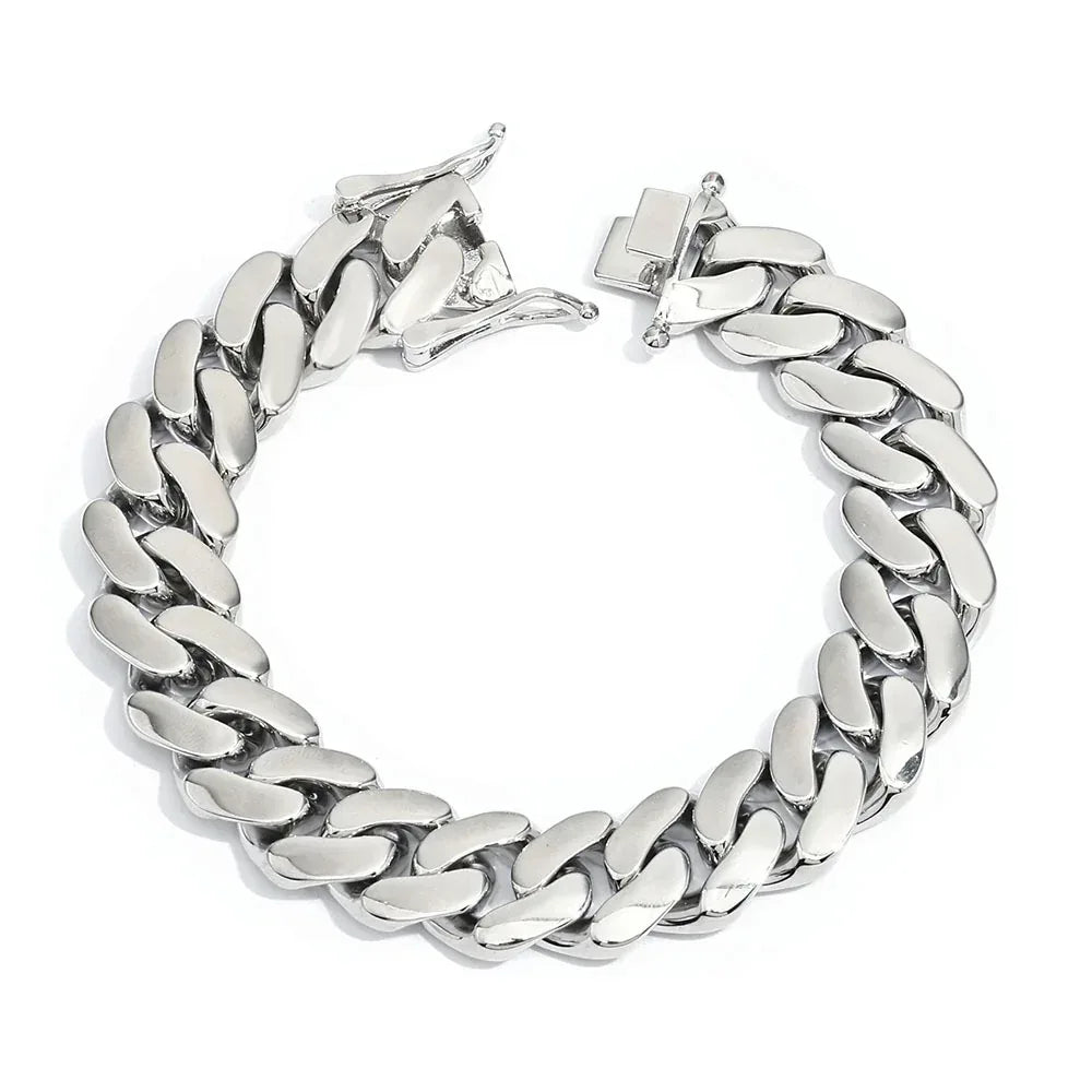 Polished Cuban Bracelet Rapper Iced Out Chain Style Hip Hop Jewelry for Men | Caratix Jewelry - CaratixJewelry