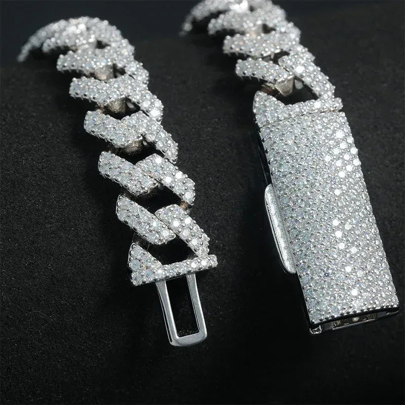 10mm Iced-Out Moissanite Cuban Link Bracelet/Necklace – S925 Sterling Silver -Cut Hip Hop Streetwear Jewelry - CaratixJewelry