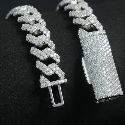 10mm Iced-Out Moissanite Cuban Link Bracelet/Necklace – S925 Sterling Silver -Cut Hip Hop Streetwear Jewelry - CaratixJewelry