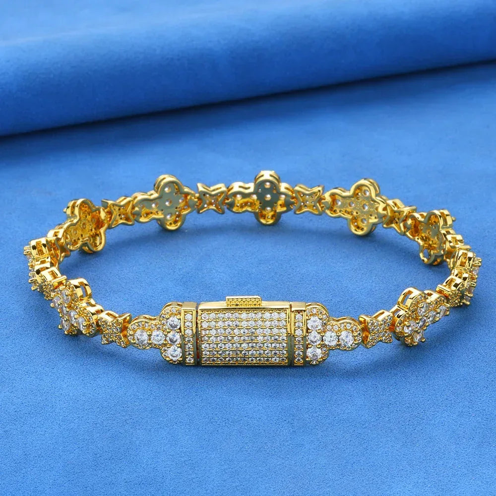10mm Cross Star Zircon Hip Hop Bracelet Rapper Iced Out Chain Style | Caratix Jewelry - CaratixJewelry