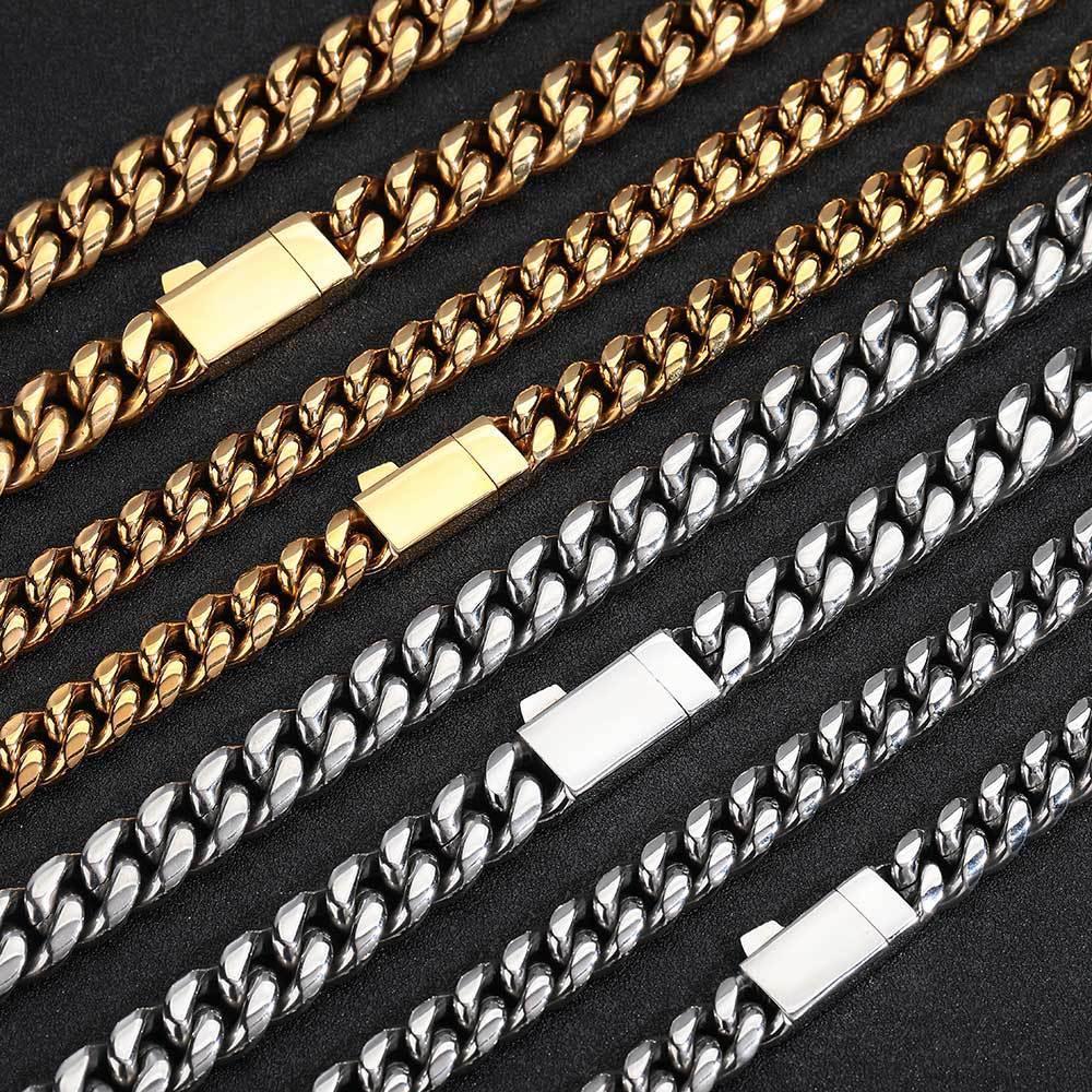 Stainless Steel Dense Cuban Chain Necklace with Spring Clasp for Men | Caratix Jewelry - CaratixJewelry