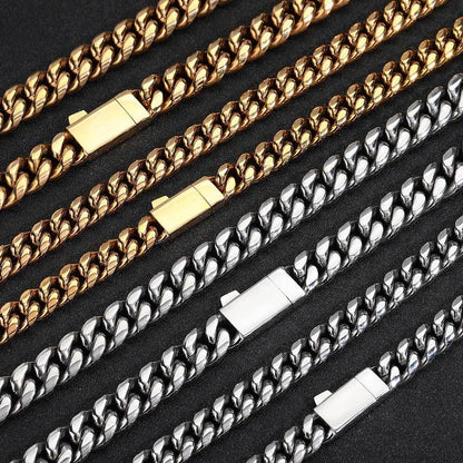 Stainless Steel Dense Cuban Chain Necklace with Spring Clasp for Men | Caratix Jewelry - CaratixJewelry