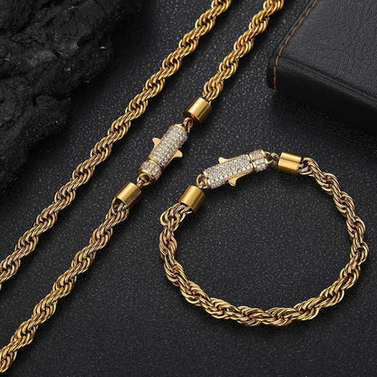 6mm Twist Rope Chain Stainless Steel Bracelet Caratix Jewelry - CaratixJewelry