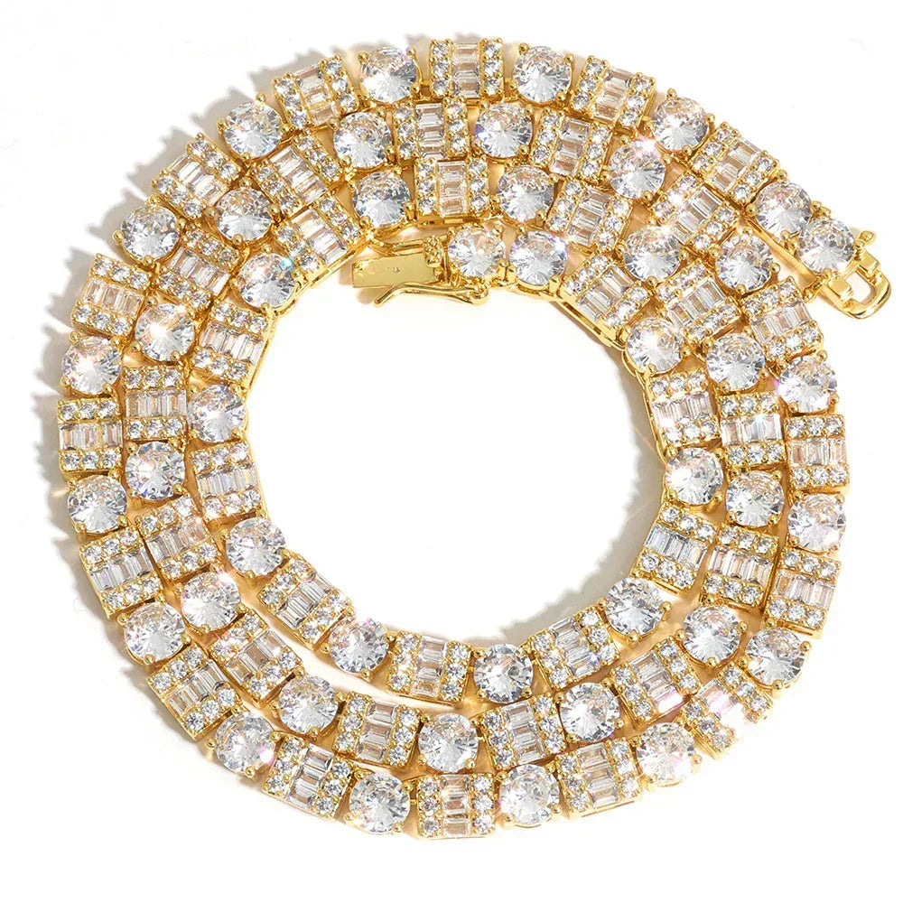 Mixed-Cut Moissanite Tennis Chain – S925 Sterling Silver Luxury Hip Hop Necklace - CaratixJewelry