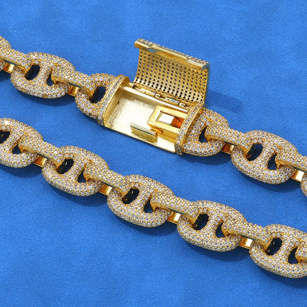 Hip Hop Jewelry 16mm S925 Silver Cuban Link Bracelet – CZ Pig Nose Chain, Trendy Men’s Fashion Accessory | Caratix Jewelry - CaratixJewelry