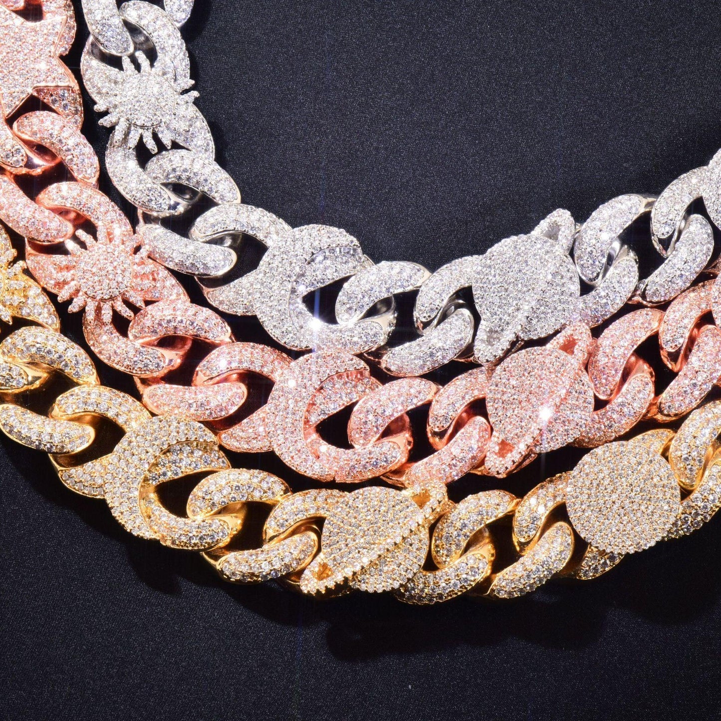 Star Moon Eye Clasp Cuban Chain Necklace with Copper & Zircon | Hip Hop Jewelry | Caratix Jewelry - CaratixJewelry