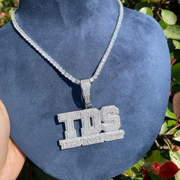 Iced Out "TDS" Letter Pendant | Men's "The Dirty South" Acronym Necklace | Premium Copper CZ Squad Jewelry | Custom Block Letter Bling | Caratix - CaratixJewelry
