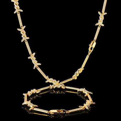 2.5mm Iced Out Thorn Chain Necklace Micro Zircon Gold Chain Rapper Style | Caratix Jewelry - CaratixJewelry