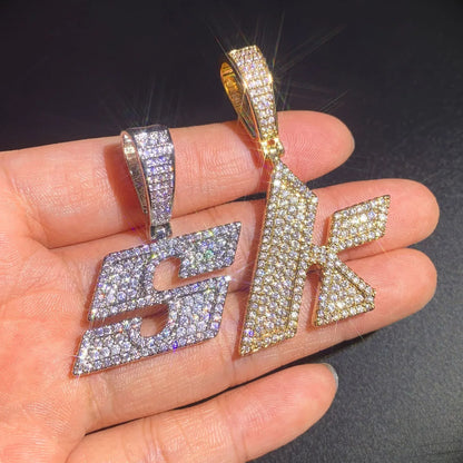 Iced Out Letter & Number Pendant | CZ Hip Hop Bling Fashion Necklace - CaratixJewelry
