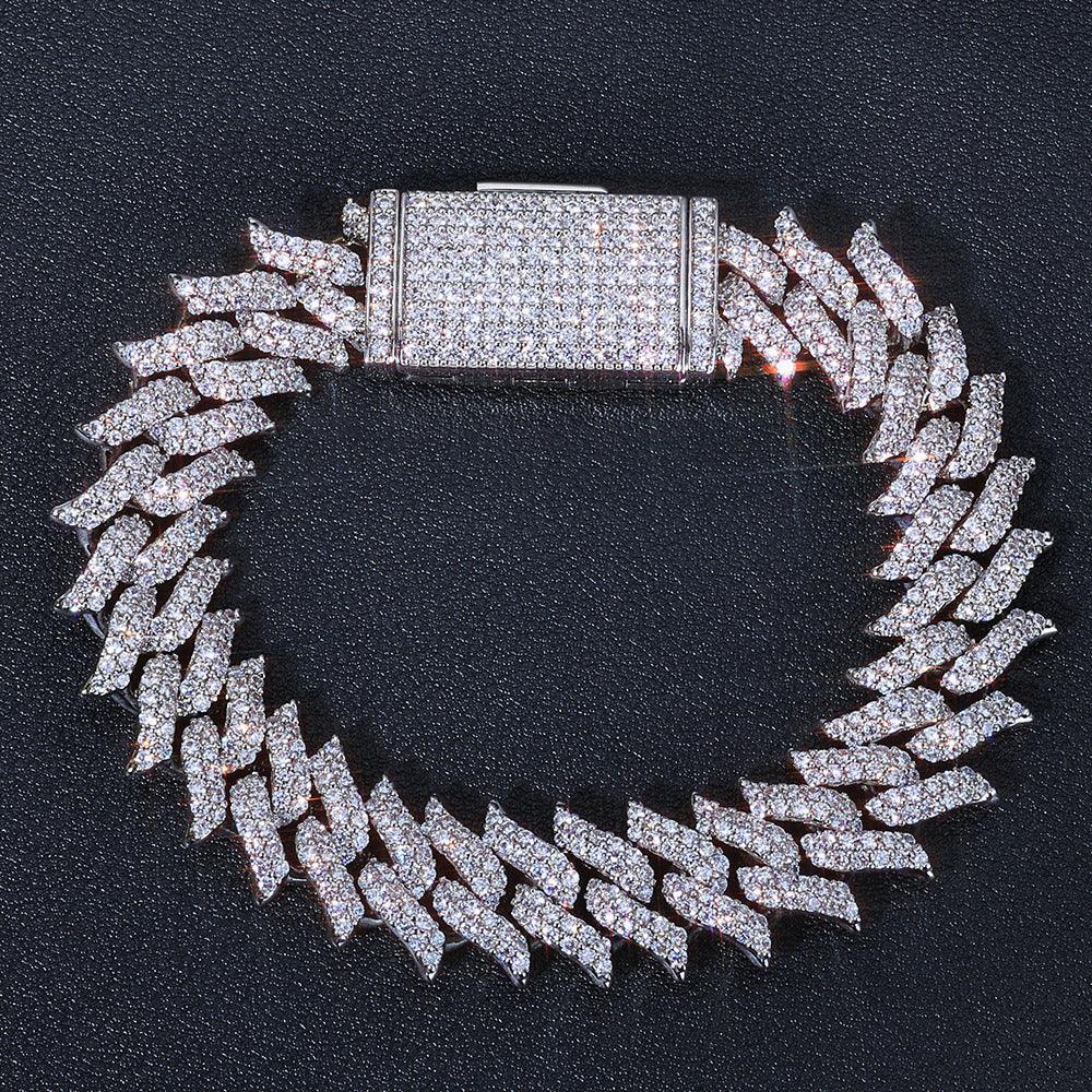 Custom 15mm Iced Out Thorn Cuban Bracelet | Barbed Wire Hip Hop - CaratixJewelry