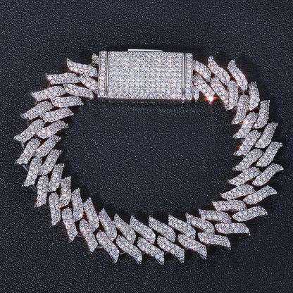 Custom 15mm Iced Out Thorn Cuban Bracelet | Barbed Wire Hip Hop - CaratixJewelry