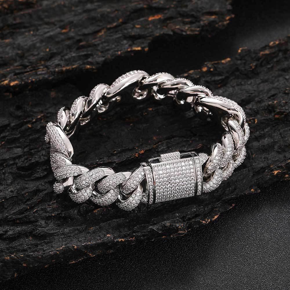 15mm Cuban Link Bracelet Pig Nose & Bubble Zircon - CaratixJewelry