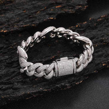 15mm Cuban Link Bracelet Pig Nose & Bubble Zircon - CaratixJewelry