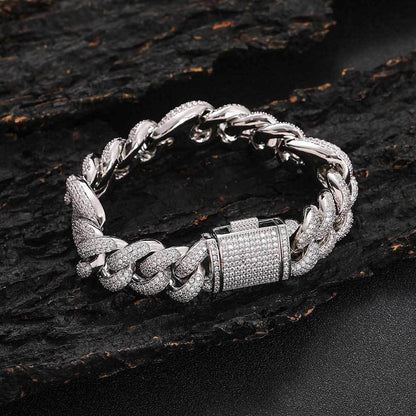 15mm Cuban Link Bracelet Pig Nose & Bubble Zircon - CaratixJewelry