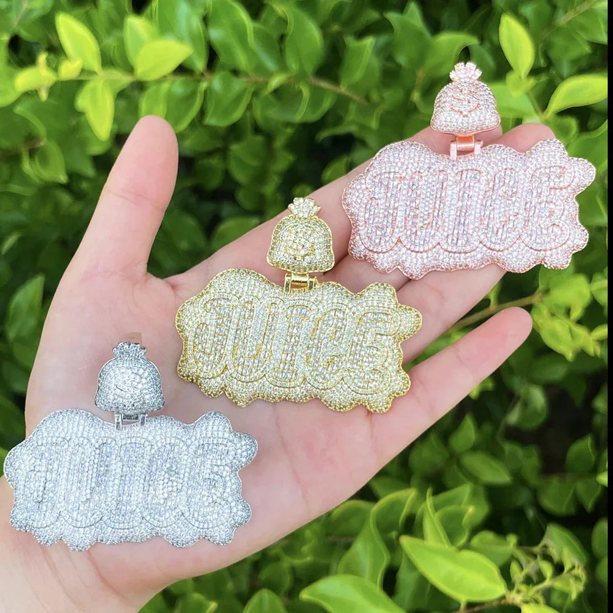 Iced Out "JUICE" Letter Pendant | Men's Real Copper CZ Necklace | 3D Bubble Letter Hip Hop Bling | Luxury Power & Influence Statement | Caratix - CaratixJewelry