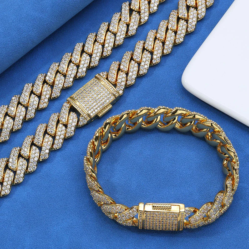 Iced Out Jewelry 15mm S925 Silver CZ Cuban Link Bracelet – Custom Men’s Fashion Accessory | Caratix Jewelry - CaratixJewelry