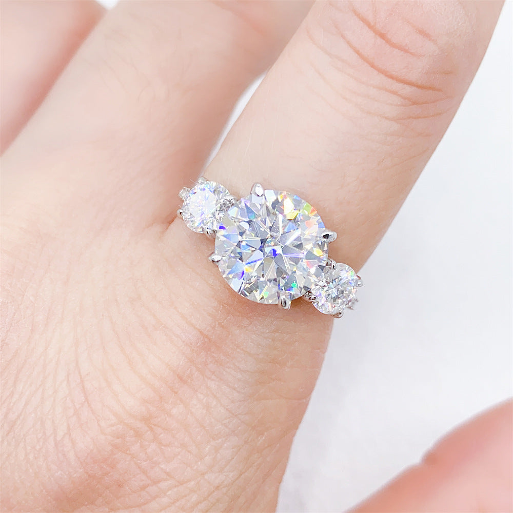 Large 4 Carat Moissanite Ring S925 Silver | 10mm D Color VVS1 Solitaire | Caratix