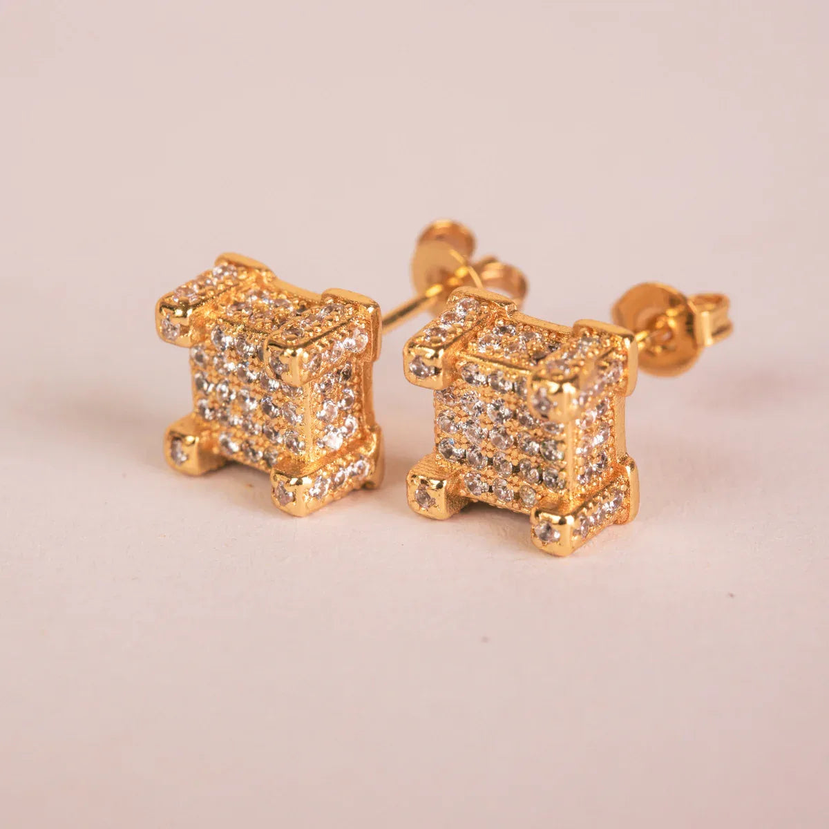 Iced Out Hip Hop Studs - Square & Round CZ Earrings for Men