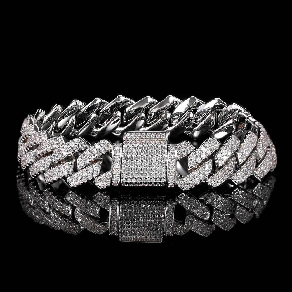 -Pattern Cuban Link Bracelet with Flip Clasp Zircon - CaratixJewelry
