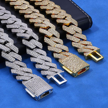 20mm -Cut Moissanite Cuban Link Chain – S925 Sterling Silver Iced-Out Hip Hop Men’s Bold Luxury Streetwear Necklace - CaratixJewelry