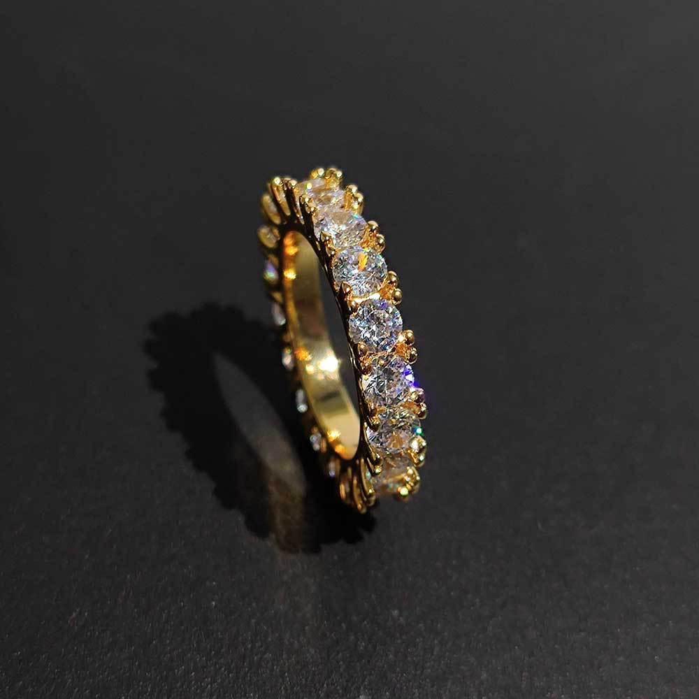 4mm Single-Row Zircon Ring for Men | Trendy Hip Hop Jewelry | Caratix Jewelry - CaratixJewelry