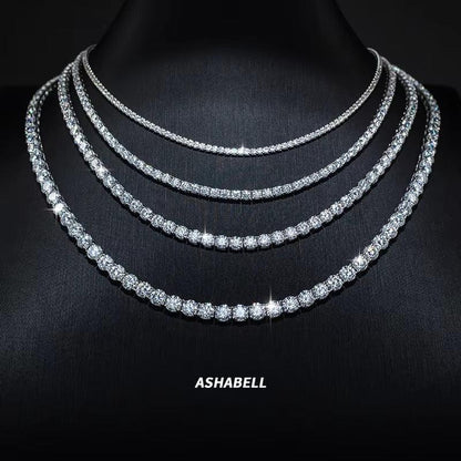 Moissanite Tennis Chain Bracelet/Necklace – 925 Sterling Silver Iced-Out Jewelry in 2mm / 3mm / 4mm / 5mm / 6.5mm Widths - CaratixJewelry