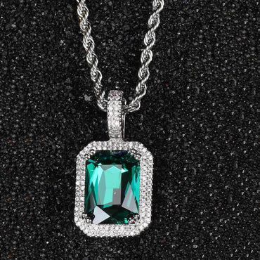 Custom Colored Gemstone Pendant Necklace with Zircon Stones for Men and Women | Caratix Jewelry - CaratixJewelry